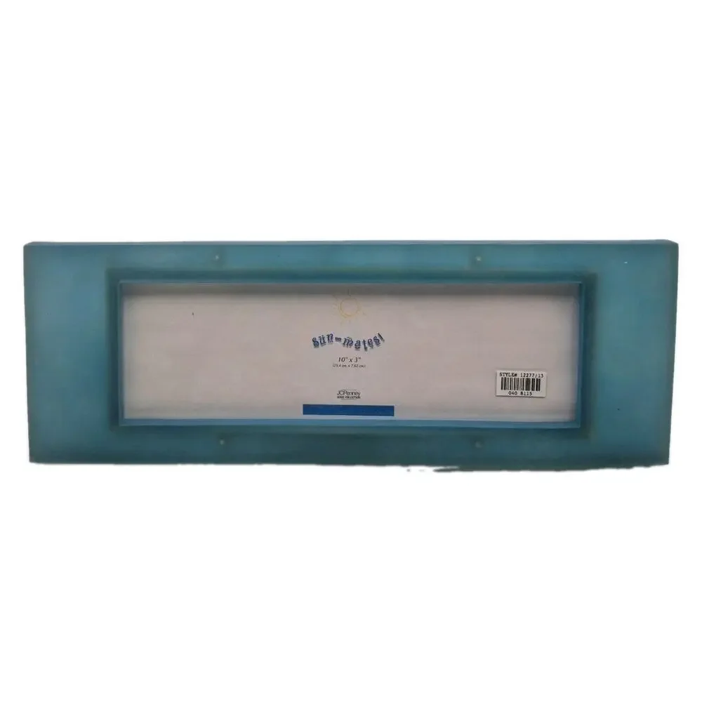 Sun-Mates Blue Acrylic 10x3 Photo Frame UNUSED JC Penney Home 13X5